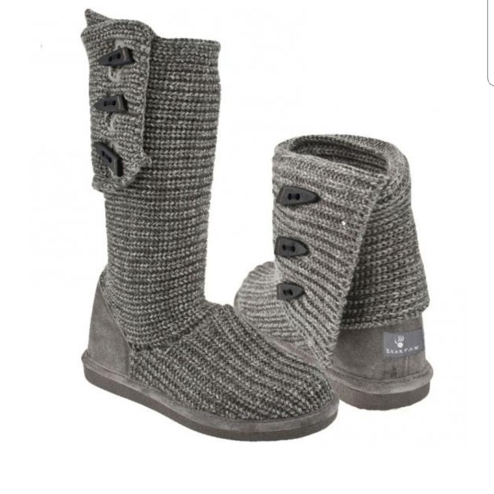 BearPaw Grey Knit Boots